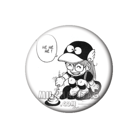 Chapa de Dr. Slump: Arale jugando con la caca