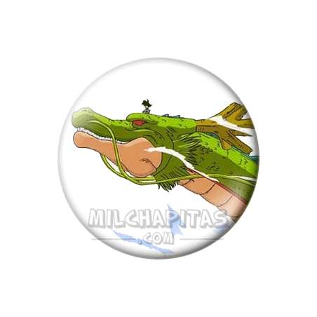Chapa de Dragon Ball: Goku montado en Shenron