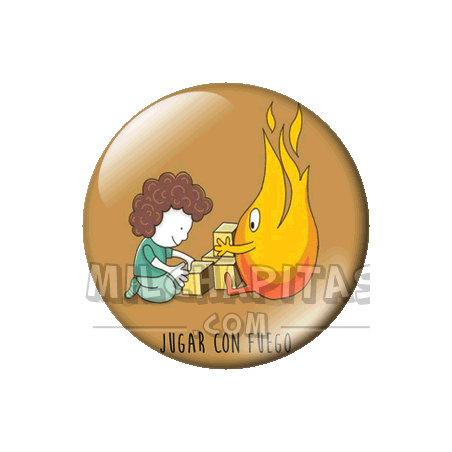 Chapa de Juegos de palabras: Jugar con fuego JP