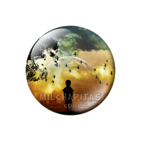 Chapa de Abstracto: Niño y planeta