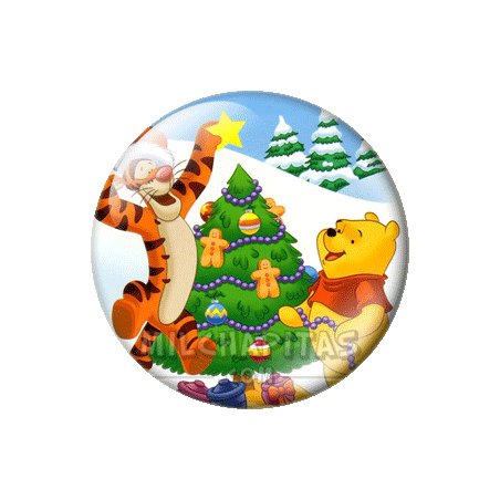 Chapa de Navidad: Árbol de Navidad Winnie the Pooh y Tiger