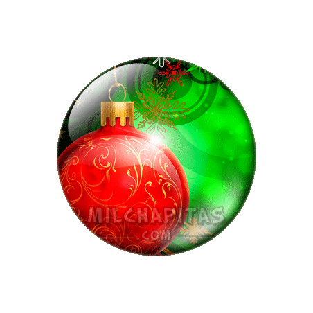 Chapa de Navidad: Bola roja y adornos verdes