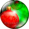 Chapa de Navidad: Bola roja y adornos verdes