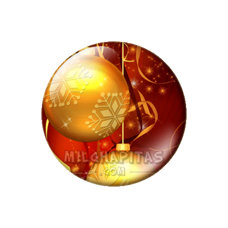 Chapa de Navidad: Bolas doradas colgando