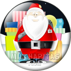 Papa Noel y montaña de regalos