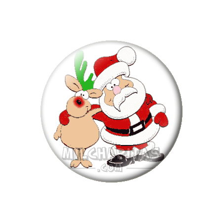 Chapa de Navidad: Papa Noel y Rudolf