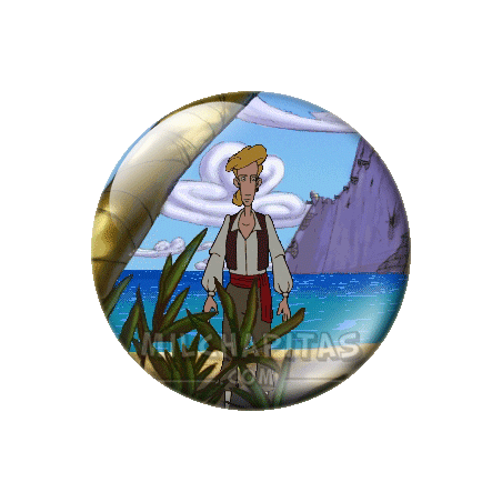 Chapa de Monkey Island: Guybrush en la playa