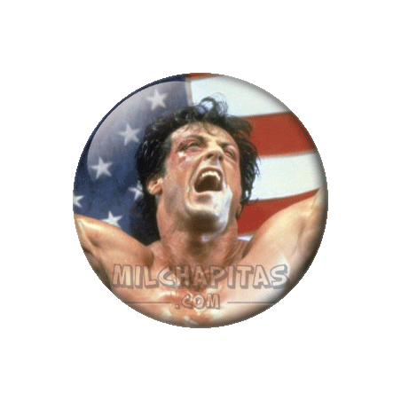 Chapa de Rocky Balboa: Rocky con bandera