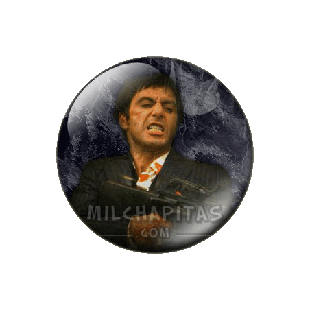 Chapa de Scarface: Tony Montana disparando