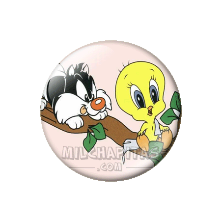 Chapa de Looney Tunes: Piolín y Silvestre pequeños