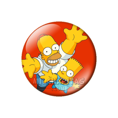 Chapa de Los Simpsons: Bart y Homer saludando