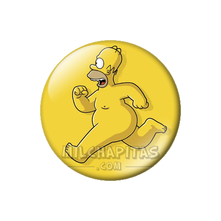 Chapa de Los Simpsons: Homer corriendo en pelotas