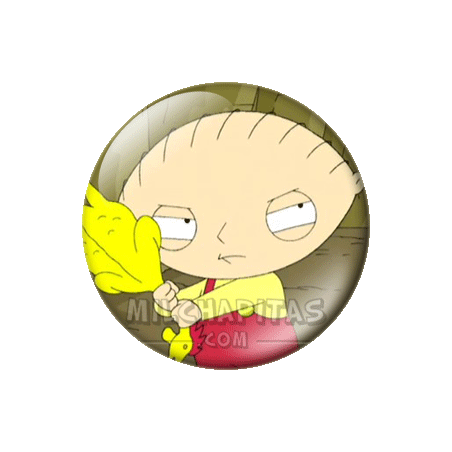 Chapa de Padre de familia: Stewie con un pollo