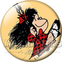Chapa de Mafalda: Mafalda en el columpio