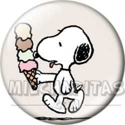 Chapa de Snoopy: Snoopy comiendo helado