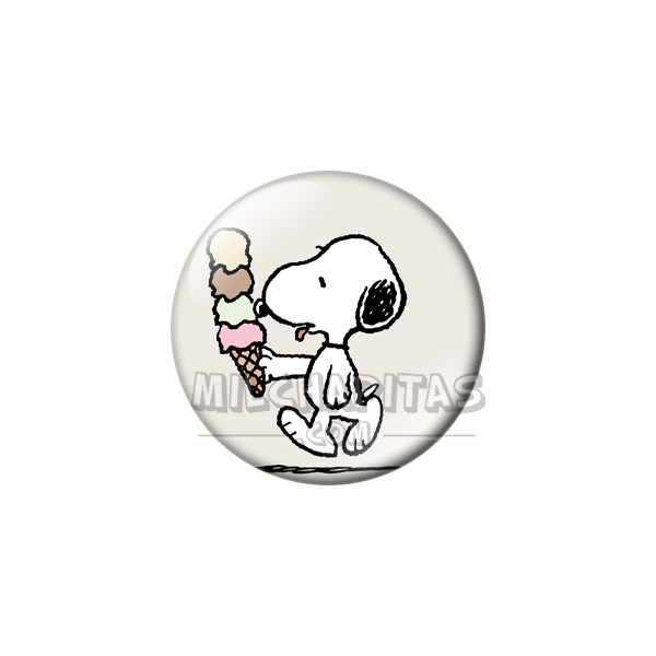 Chapa de Snoopy: Snoopy comiendo helado