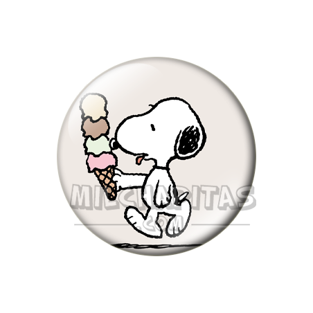Chapa de Snoopy: Snoopy comiendo helado