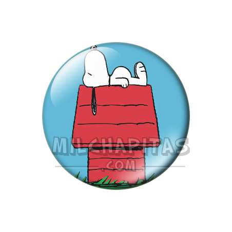 Chapa de Snoopy: Snoopy tumbado en su caseta