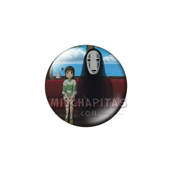 Chapa de Studio Ghibli: Chihiro y Sin Cara (Kaonashi) en el tren