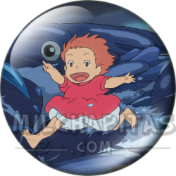 Chapa de Studio Ghibli: Ponyo corriendo sobre las olas