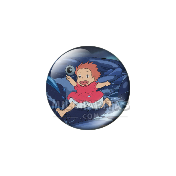 Chapa de Studio Ghibli: Ponyo corriendo sobre las olas
