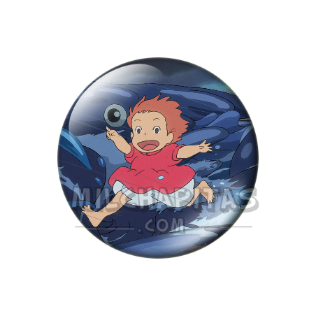Chapa de Studio Ghibli: Ponyo corriendo sobre las olas