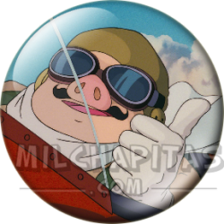 Chapa de Studio Ghibli: Porco Rosso con el pulgar arriba