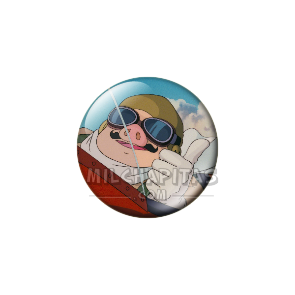 Chapa de Studio Ghibli: Porco Rosso con el pulgar arriba
