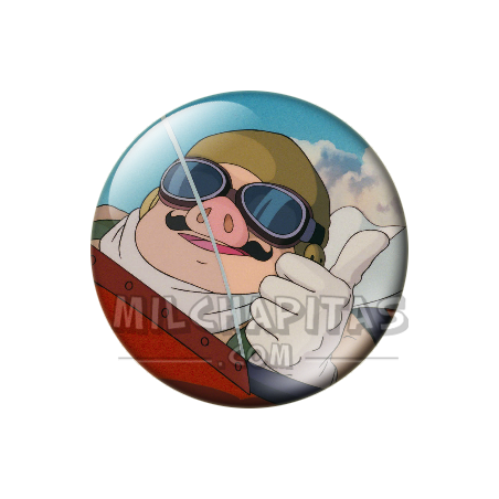Chapa de Studio Ghibli: Porco Rosso con el pulgar arriba