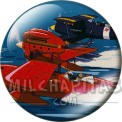 Chapa de Studio Ghibli: Hidroavión rojo en carrera
