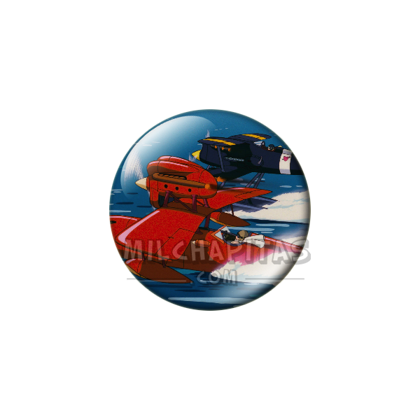 Chapa de Studio Ghibli: Hidroavión rojo en carrera