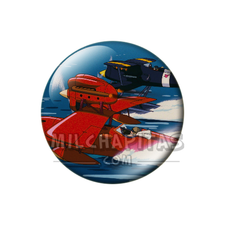 Chapa de Studio Ghibli: Hidroavión rojo en carrera