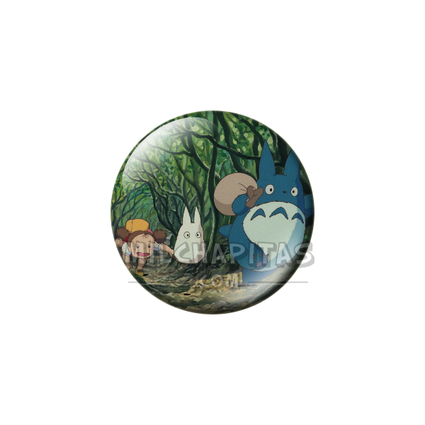 Chapa de Studio Ghibli: Mei siguiendo a los Totoro pequeños