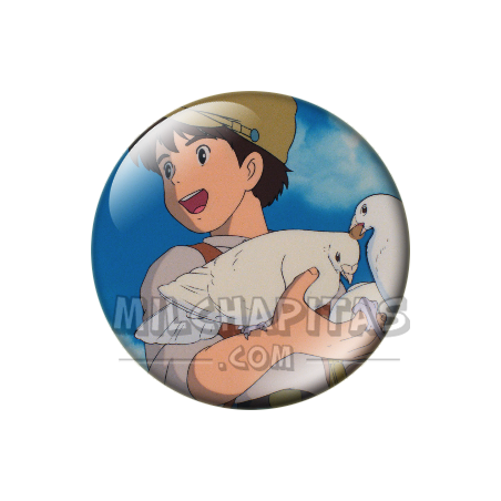 Chapa de Studio Ghibli: Pazu con las palomas