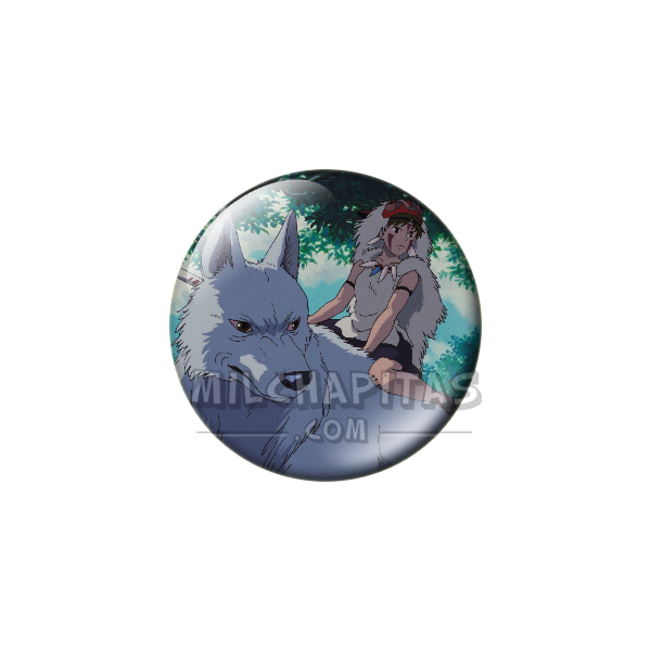 Chapa de Studio Ghibli: San montando a lomos de un lobo