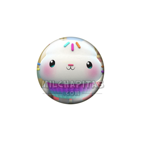 Chapa de La casa de muñecas de Gabby: Cakey Cat (Sonriendo)