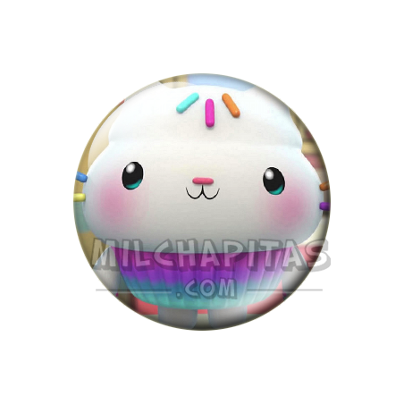 Chapa de La casa de muñecas de Gabby: Cakey Cat (Sonriendo)