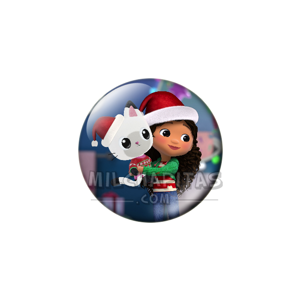 Chapa de La casa de muñecas de Gabby: Gabby y Pandy (En Navidad)