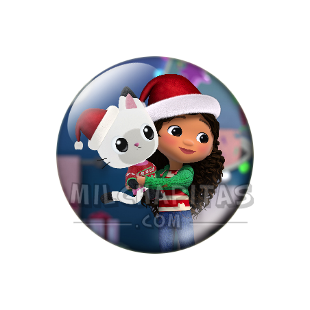Chapa de La casa de muñecas de Gabby: Gabby y Pandy (En Navidad)