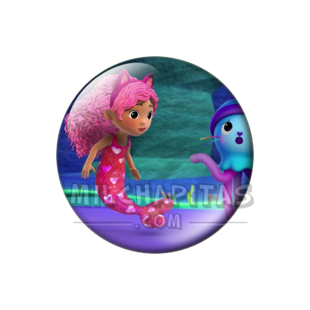 Chapa de La casa de muñecas de Gabby: Gabby y Kitty Squiddy (Bajo el Mar)