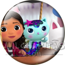 Chapa de La casa de muñecas de Gabby: Gabby, MerCat y Pandy (En Globo)