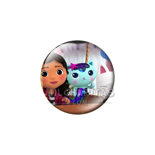 Chapa de La casa de muñecas de Gabby: Gabby, MerCat y Pandy (En Globo)