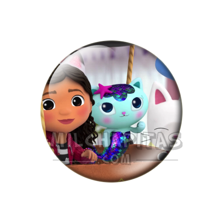 Chapa de La casa de muñecas de Gabby: Gabby, MerCat y Pandy (En Globo)