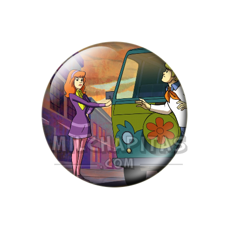 Chapa de Scooby Doo: Daphne y Fred (Con la Máquina del Misterio)