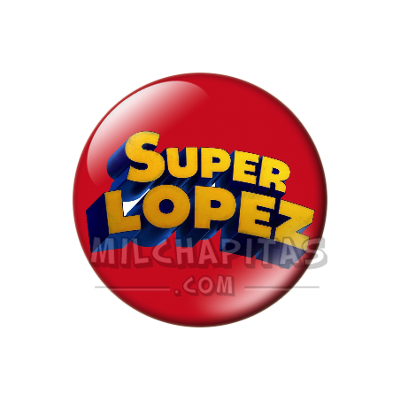 Chapa de Superlópez: Logo Superlópez (Fondo Rojo)