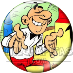 Chapa de Mortadelo y Filemón: Filemón (Sonriente)