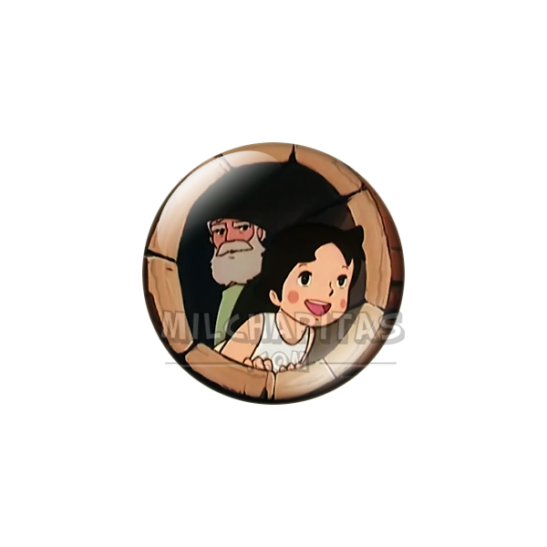 Chapa de Heidi: Abuelo y Heidi (En la Ventana)