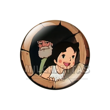 Chapa de Heidi: Abuelo y Heidi (En la Ventana)