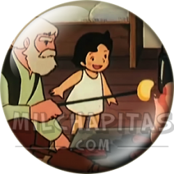 Chapa de Heidi: Abuelo y Heidi (Asando Queso)