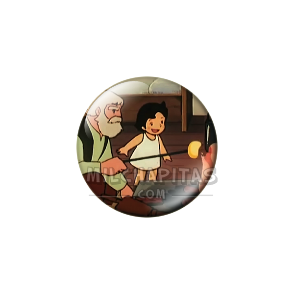 Chapa de Heidi: Abuelo y Heidi (Asando Queso)